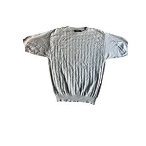 Bardelli Men's Retro Preppy 90s Short Sleeve Knit Cream Argyle Textured Italy L